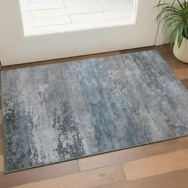 HomeRoots 5' X 8' Stylish Pewter and Charcoal Abstract Area Rug - Washable, Stain Resistant, UV Protected! 717106