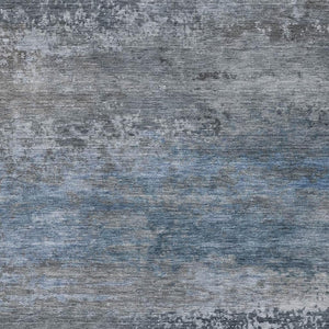 HomeRoots 8' Modern Pewter and Charcoal Abstract Round Rug - Washable, UV Protected, Non-Slip, Stain Resistant 717107