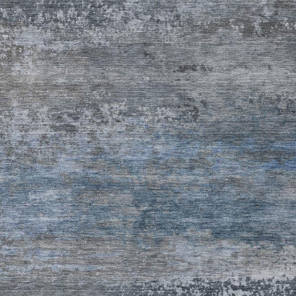 HomeRoots 8' Modern Pewter and Charcoal Abstract Round Rug - Washable, UV Protected, Non-Slip, Stain Resistant 717107