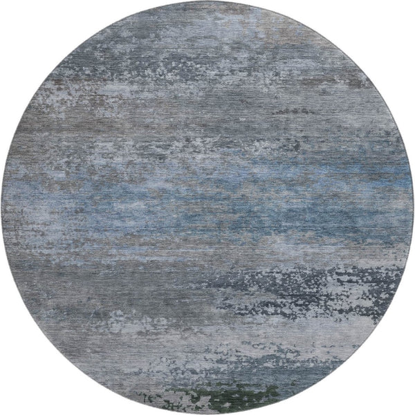HomeRoots 8' X 10' Abstract Washable Area Rug in Pewter & Charcoal - UV Protected, Durable & Easy Care Design 717108