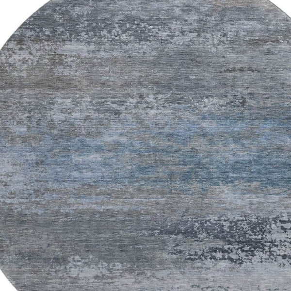 HomeRoots 8' X 10' Abstract Washable Area Rug in Pewter & Charcoal - UV Protected, Durable & Easy Care Design 717108