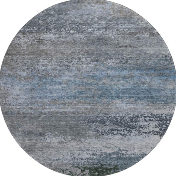 HomeRoots 8' X 10' Abstract Washable Area Rug in Pewter & Charcoal - UV Protected, Durable & Easy Care Design 717108
