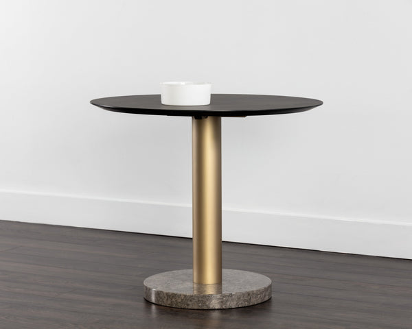 Sunpan Monaco 35.5" Modern Bistro Table with Unique Grey Marble & Gold Iron Base for Stylish Dining Spaces