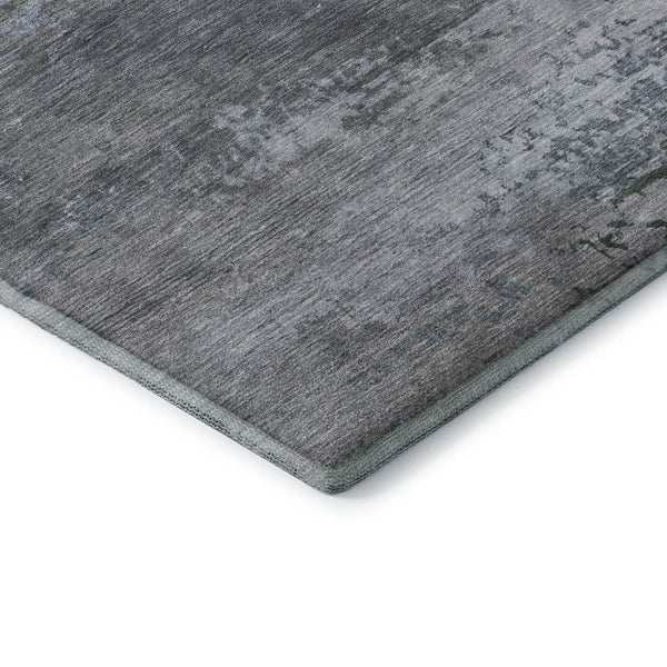 HomeRoots 10' X 14' Stylish Pewter & Charcoal Washable Area Rug with UV Protection for Homes with Kids & Pets 717110
