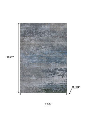 HomeRoots 10' X 14' Stylish Pewter & Charcoal Washable Area Rug with UV Protection for Homes with Kids & Pets 717110