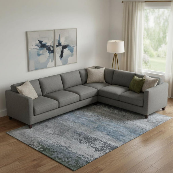 HomeRoots 10' X 14' Stylish Pewter & Charcoal Washable Area Rug with UV Protection for Homes with Kids & Pets 717110