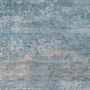 HomeRoots 8' Sky Blue and Gray Abstract Round Rug - Washable, UV Protected, Stylish & Durable for Any Space 717113