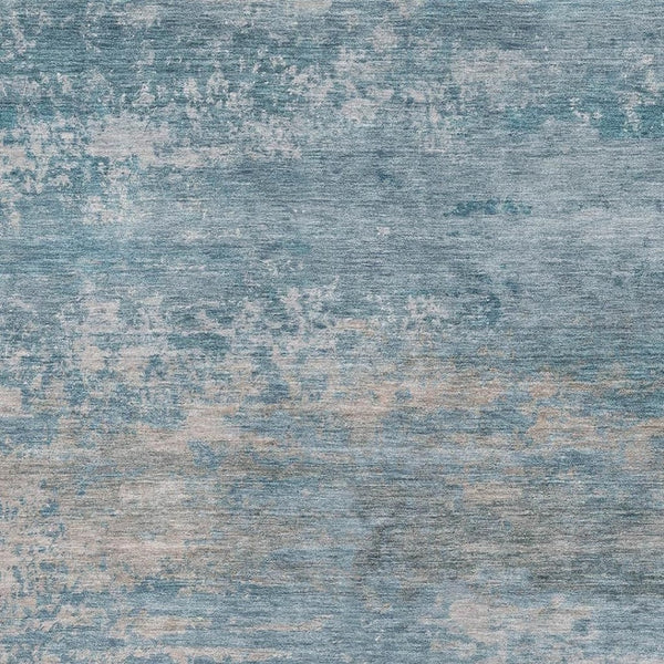HomeRoots 8' Sky Blue and Gray Abstract Round Rug - Washable, UV Protected, Stylish & Durable for Any Space 717113