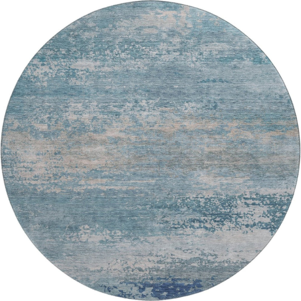 HomeRoots 8' X 10' Sky Blue and Gray Abstract Washable Area Rug with UV Protection - Durable & Stylish Home Decor 717114
