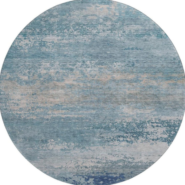 HomeRoots 8' X 10' Sky Blue and Gray Abstract Washable Area Rug with UV Protection - Durable & Stylish Home Decor 717114