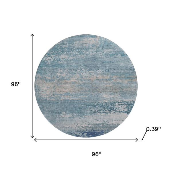 HomeRoots 8' X 10' Sky Blue and Gray Abstract Washable Area Rug with UV Protection - Durable & Stylish Home Decor 717114