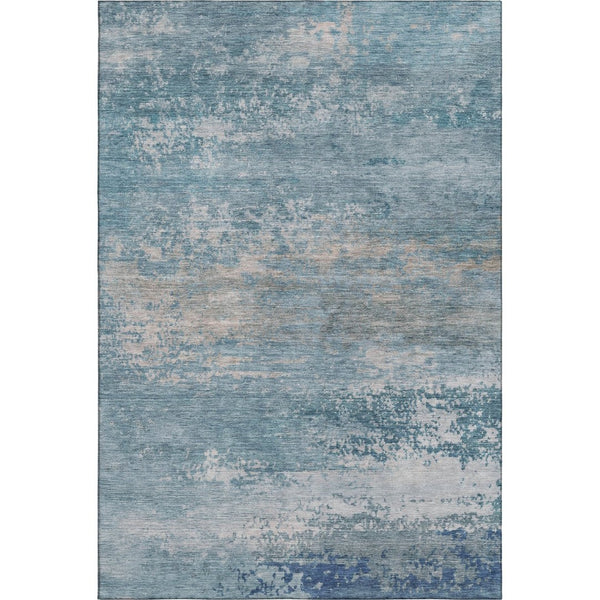 HomeRoots 9' X 12' Sky Blue Gray Abstract Washable Area Rug with UV Protection for Modern Living Spaces 717115