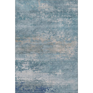 HomeRoots 9' X 12' Sky Blue Gray Abstract Washable Area Rug with UV Protection for Modern Living Spaces 717115