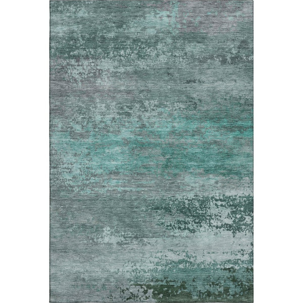 HomeRoots 5' X 8' Teal and Gray Abstract Area Rug - Washable, UV-Protected, Perfect for Homes with Kids & Pets 717118