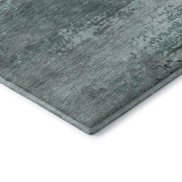 HomeRoots 5' X 8' Teal and Gray Abstract Area Rug - Washable, UV-Protected, Perfect for Homes with Kids & Pets 717118