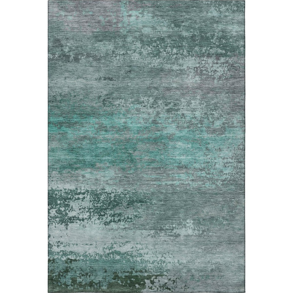 HomeRoots 5' X 8' Teal and Gray Abstract Area Rug - Washable, UV-Protected, Perfect for Homes with Kids & Pets 717118