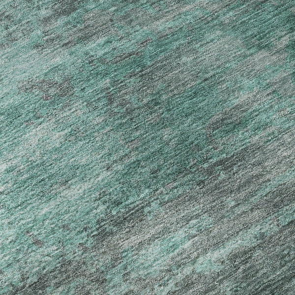 HomeRoots 5' X 8' Teal and Gray Abstract Area Rug - Washable, UV-Protected, Perfect for Homes with Kids & Pets 717118