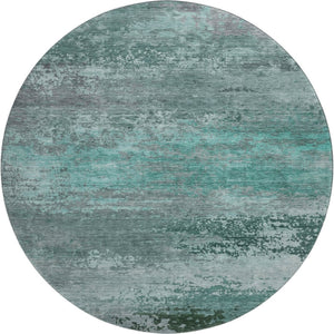 HomeRoots 8' X 10' Teal and Gray Abstract Area Rug - Washable, UV-Protected, Soft, and Stain-Resistant Comfort 717120