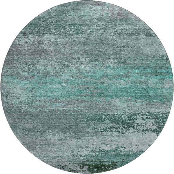 HomeRoots 8' X 10' Teal and Gray Abstract Area Rug - Washable, UV-Protected, Soft, and Stain-Resistant Comfort 717120