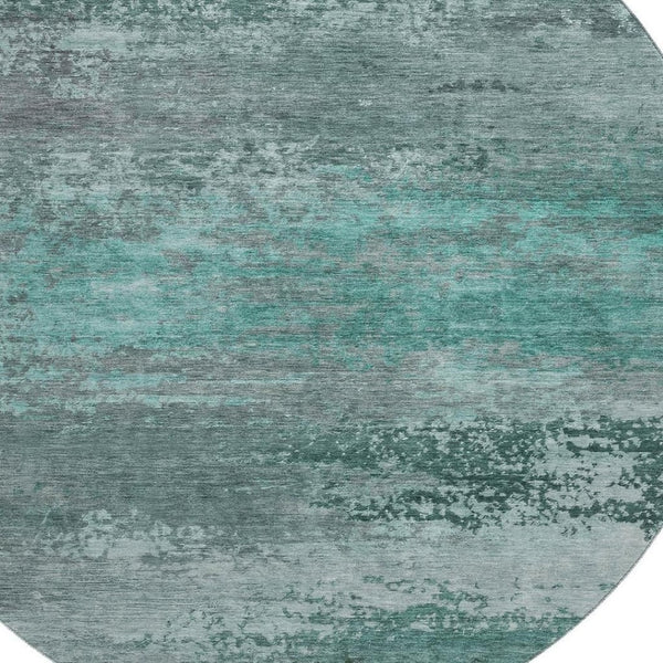HomeRoots 8' X 10' Teal and Gray Abstract Area Rug - Washable, UV-Protected, Soft, and Stain-Resistant Comfort 717120