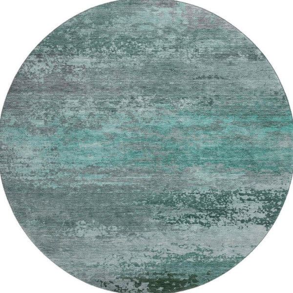 HomeRoots 8' X 10' Teal and Gray Abstract Area Rug - Washable, UV-Protected, Soft, and Stain-Resistant Comfort 717120