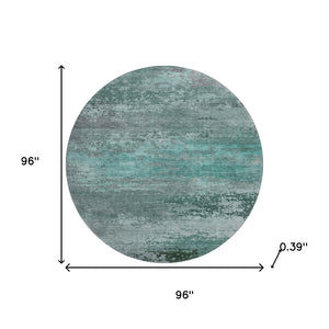 HomeRoots 8' X 10' Teal and Gray Abstract Area Rug - Washable, UV-Protected, Soft, and Stain-Resistant Comfort 717120