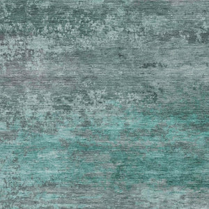 HomeRoots 9' X 12' Teal And Gray Abstract Washable Area Rug - Durable, UV-Protected, Perfect for High-Traffic Spaces 717121