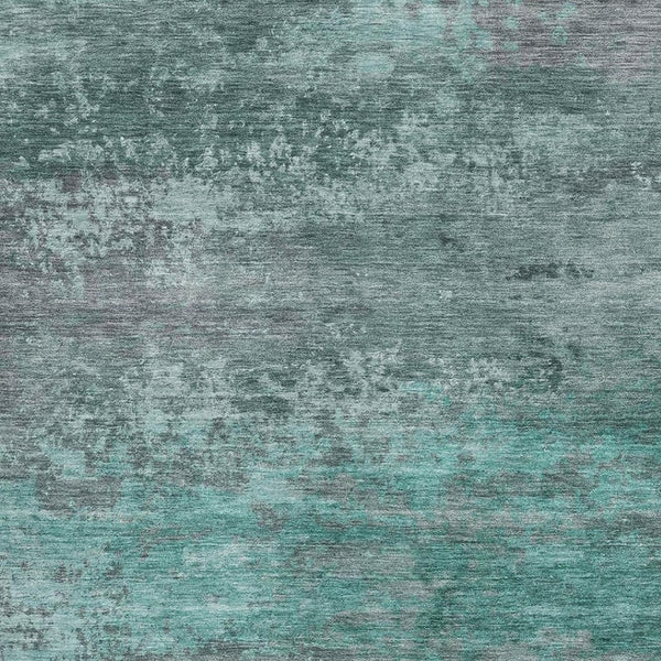 HomeRoots 10' X 14' Teal and Gray Abstract Washable Area Rug - UV Protection, Durable & Easy-Clean Design 717122