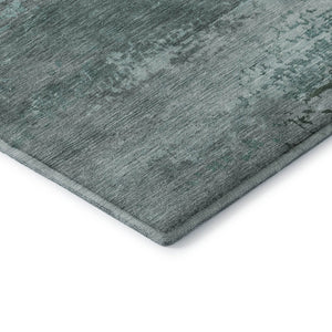 HomeRoots 10' X 14' Teal and Gray Abstract Washable Area Rug - UV Protection, Durable & Easy-Clean Design 717122