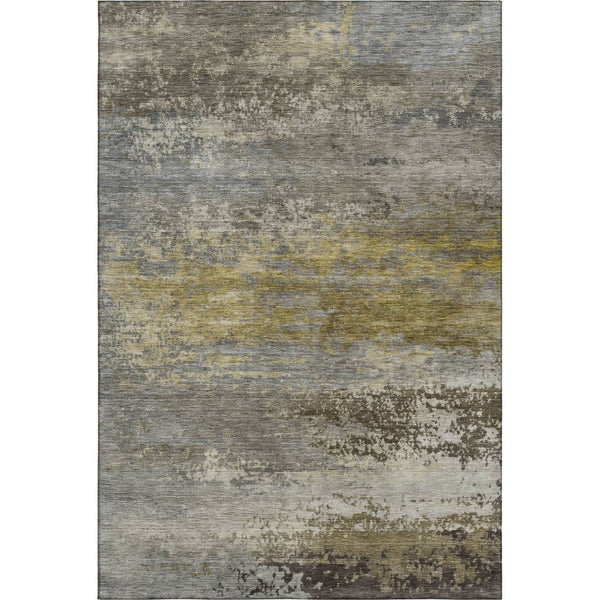 HomeRoots 9' X 12' Taupe & Gold Modern Abstract Area Rug - Washable, UV-Protected, Pet-Friendly Design! 717127