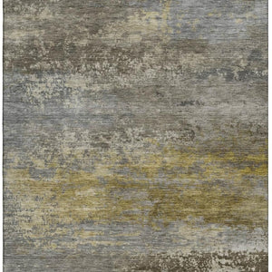 HomeRoots 10' X 14' Stylish Taupe and Gold Abstract Area Rug – Washable, UV-Protected, and Stain-Resistant! 717128
