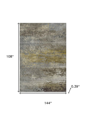 HomeRoots 10' X 14' Stylish Taupe and Gold Abstract Area Rug – Washable, UV-Protected, and Stain-Resistant! 717128