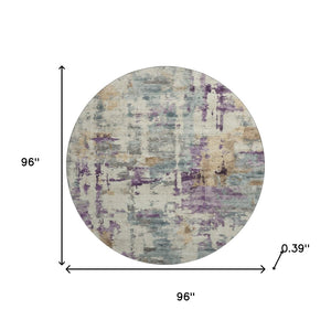 HomeRoots 8' X 10' Washable Linen & Purple Abstract Area Rug – Stain Resistant, UV Protected for Busy Homes 717132