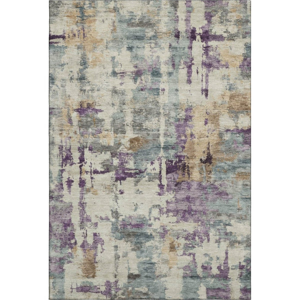 HomeRoots 10' X 14' Abstract Linen and Purple Area Rug - Washable, UV Protected, Stylish & Durable for Homes 717134