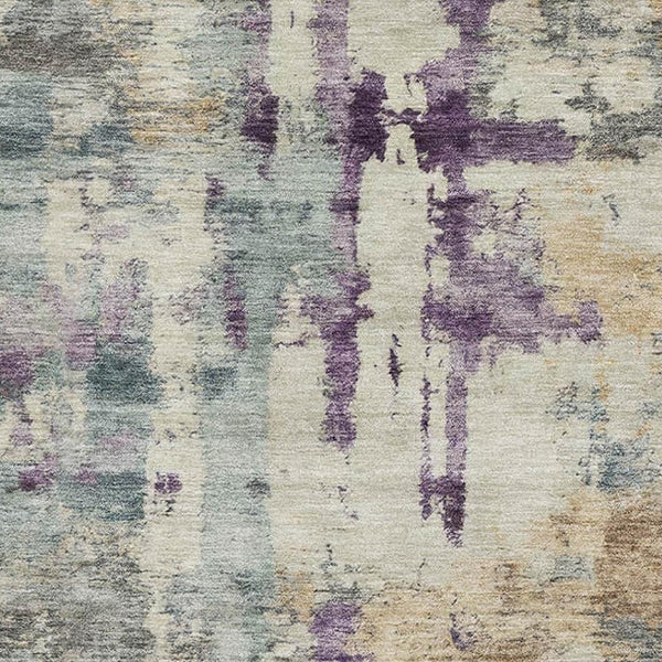 HomeRoots 10' X 14' Abstract Linen and Purple Area Rug - Washable, UV Protected, Stylish & Durable for Homes 717134