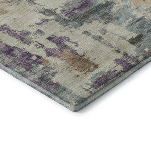 HomeRoots 10' X 14' Abstract Linen and Purple Area Rug - Washable, UV Protected, Stylish & Durable for Homes 717134