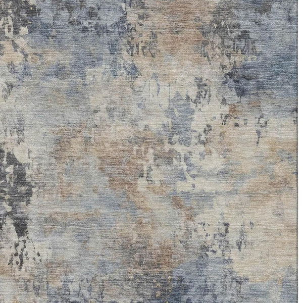 HomeRoots 5' X 8' Denim Blue & Beige Abstract Area Rug – Washable, UV Protected, Durable & Stylish for Homes 717136