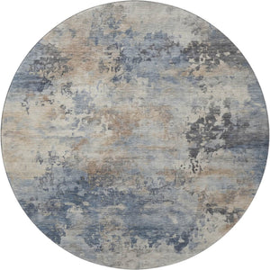 HomeRoots 8' X 10' Stylish Denim Blue & Beige Abstract Washable Area Rug with UV Protection for Homes 717138