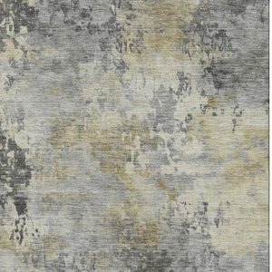 HomeRoots 5' X 8' Modern Abstract Pewter & Charcoal Washable Area Rug with UV Protection for Any Room 717142