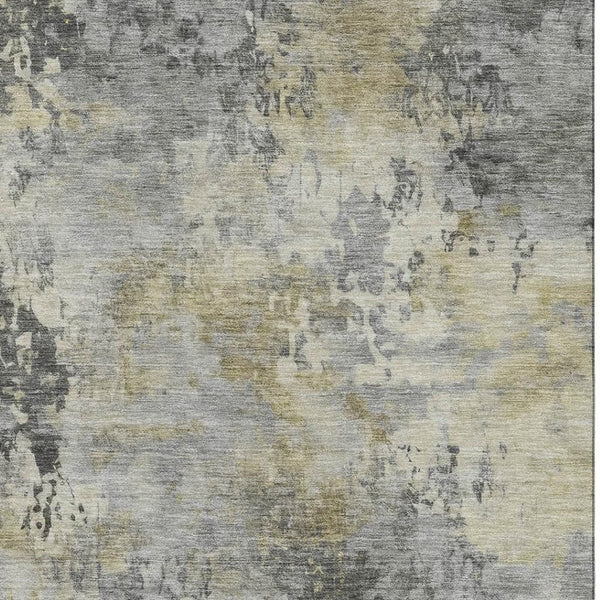 HomeRoots 5' X 8' Modern Abstract Pewter & Charcoal Washable Area Rug with UV Protection for Any Room 717142