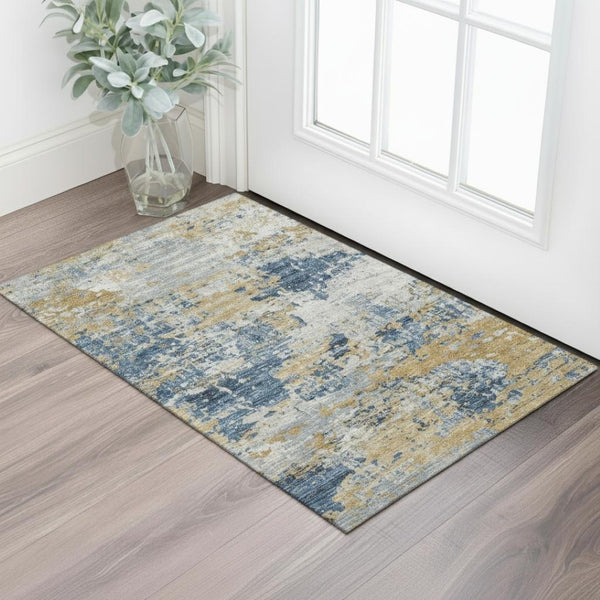 HomeRoots 5' X 8' Modern Abstract Pewter & Charcoal Washable Area Rug with UV Protection for Any Room 717142
