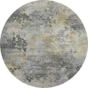 HomeRoots 8' X 10' Stylish Pewter & Charcoal Abstract Washable Area Rug with UV Protection for Busy Homes 717144