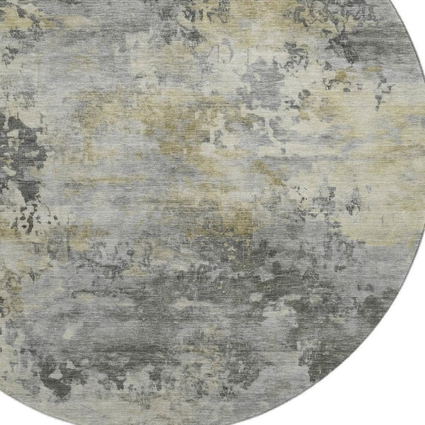 HomeRoots 8' X 10' Stylish Pewter & Charcoal Abstract Washable Area Rug with UV Protection for Busy Homes 717144