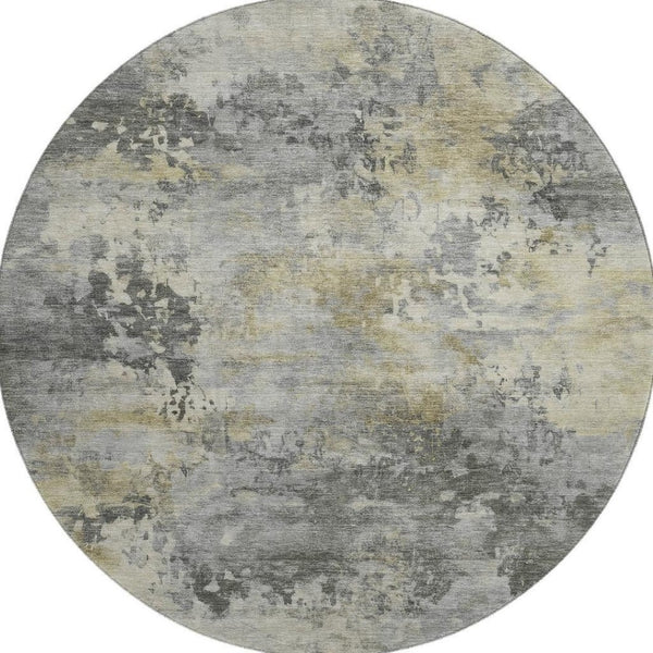 HomeRoots 8' X 10' Stylish Pewter & Charcoal Abstract Washable Area Rug with UV Protection for Busy Homes 717144