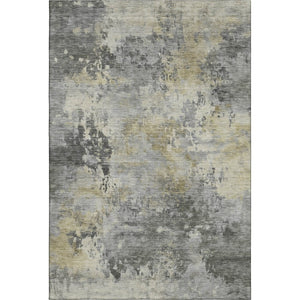 HomeRoots 10' X 14' Contemporary Pewter & Charcoal Abstract Area Rug - Washable, UV-Protected, Durable Design 717146