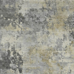 HomeRoots 10' X 14' Contemporary Pewter & Charcoal Abstract Area Rug - Washable, UV-Protected, Durable Design 717146