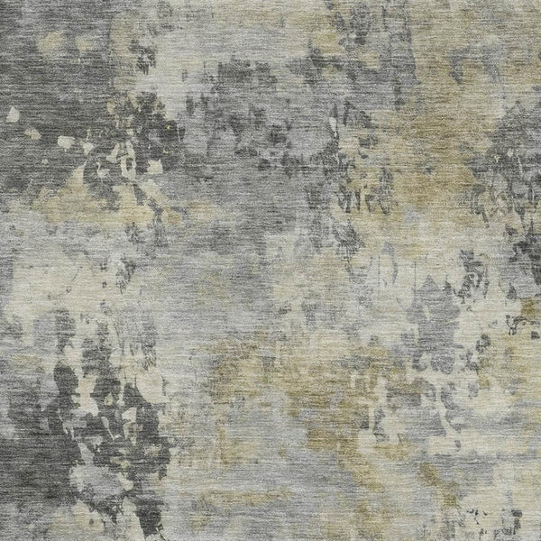 HomeRoots 10' X 14' Contemporary Pewter & Charcoal Abstract Area Rug - Washable, UV-Protected, Durable Design 717146