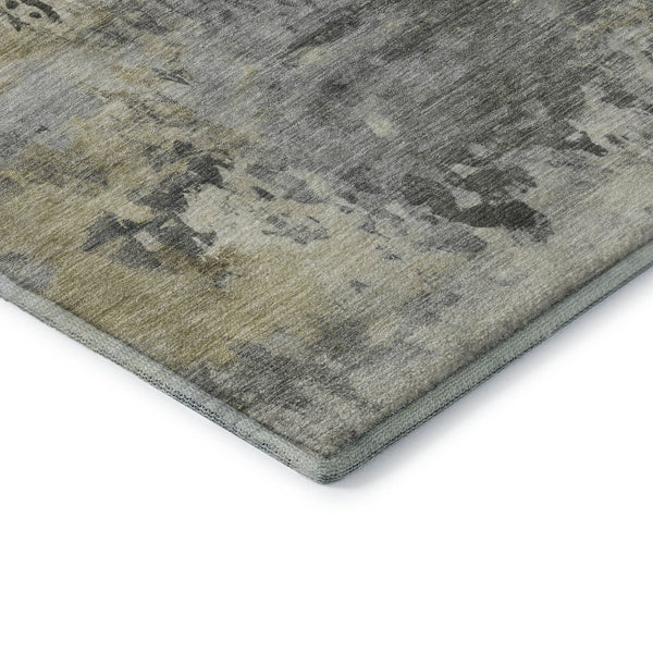 HomeRoots 10' X 14' Contemporary Pewter & Charcoal Abstract Area Rug - Washable, UV-Protected, Durable Design 717146