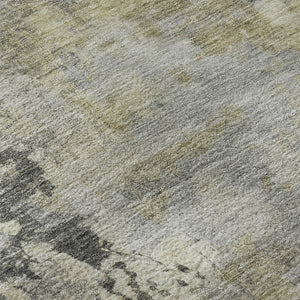 HomeRoots 10' X 14' Contemporary Pewter & Charcoal Abstract Area Rug - Washable, UV-Protected, Durable Design 717146