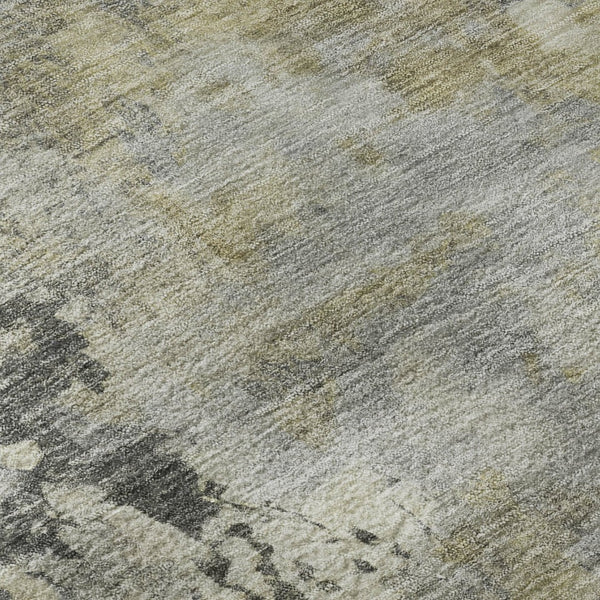 HomeRoots 10' X 14' Contemporary Pewter & Charcoal Abstract Area Rug - Washable, UV-Protected, Durable Design 717146